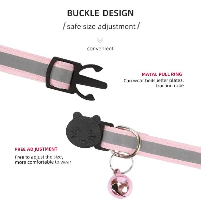ROJECO Collier réglable avec clochette pour animal de compagnie, accessoire coloré de sécurité noctu