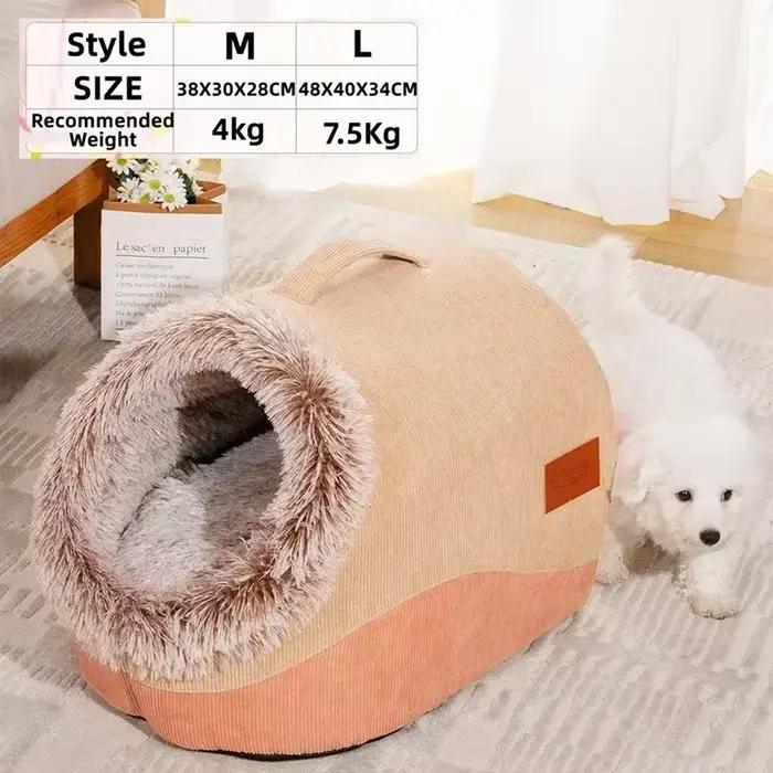 Chenil pour chien/chat confortable automne et hiver rayé cheveux longs nid Portable chaud épaissi ch