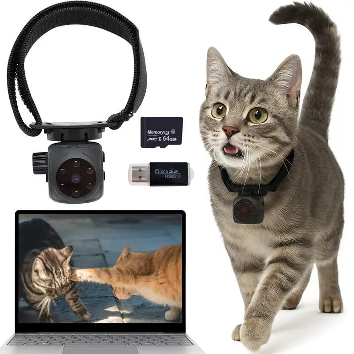 Collier de caméra pour chat, 1080p, pour animaux de compagnie, avec carte Sd 64 go, Mini caméra de S