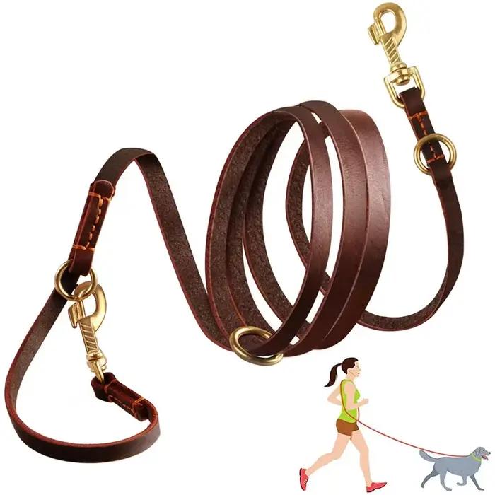 Laisse pour chien multifonctionnelle laisse pour chien en cuir véritable solide et doux réglable mai