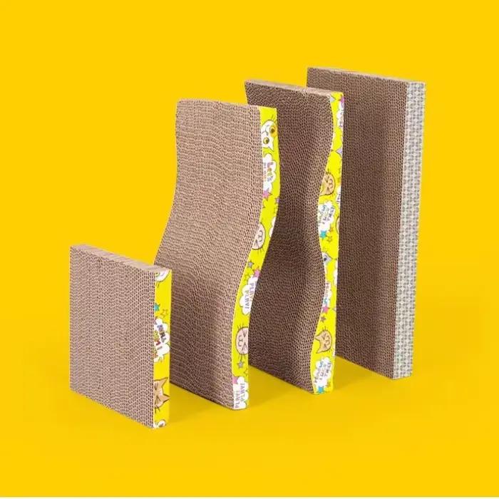 Planche à Gratter Ondulée pour Chat, Plaque à Griffes de Meulage + Tampon de Papier à Cataire, Cadre