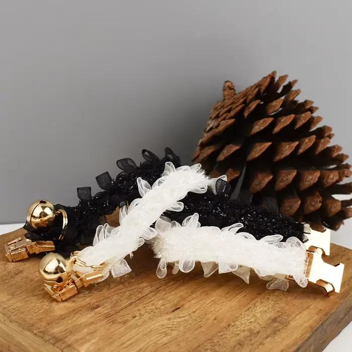 Collier en dentelle pour chat, réglable, sûr, personnalisé, avec nom, doux, avec clochette, pour cha