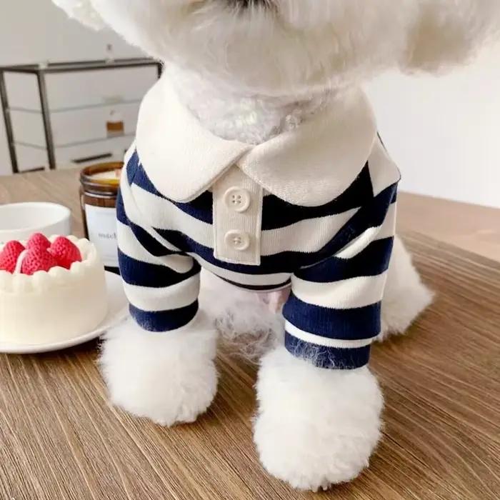 Polo d'été pour chiens, vêtements pour chiots, Bichon Frise, Chihuahua, sweat-shirt à rayures pour c