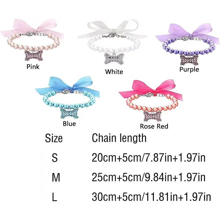 Collier de perles pour animaux de compagnie, bijoux de cou mignons, accessoires pour petits chiens e