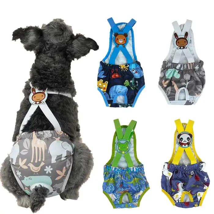 Short imprimé dessin animé pour chien, couche-culotte, pantalon physiologique sanitaire, culotte cou