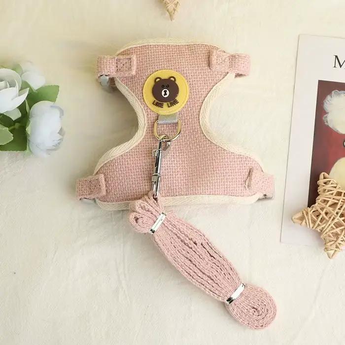 Laisse pour chat avec motif ours, harnais anti-évasion, harnais spécial pour la promenade des chats,