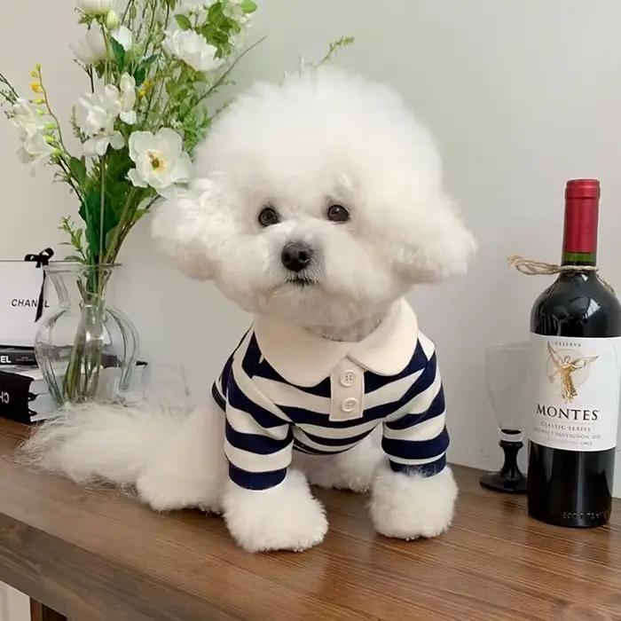 Chemise rayée pour chien, vêtements d'été pour chiot, gilet pour chat mignon, respirant, chemise fin