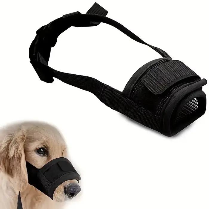 Muselière Anti-aboiement pour chiens de petite et grande taille, maille réglable, bouche respirante 
