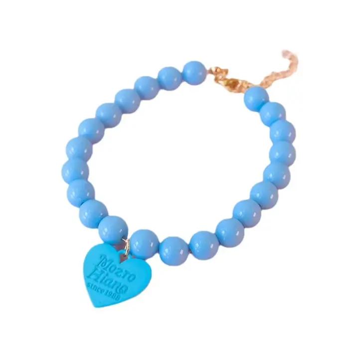 Collier d'amour coloré pour animaux de compagnie, collier de perles pour chien, arc-en-ciel multicol