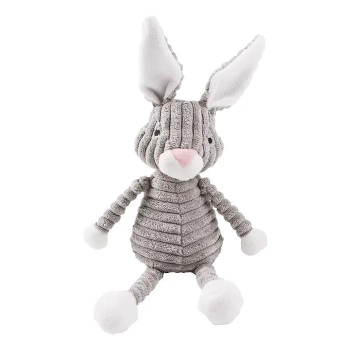 Lapin mignon en peluche gris pour petit chien, animal de dessin animé, jouet couineur pour chiot