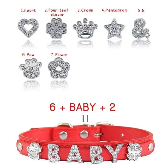 (Lettre de strass scintillante gratuite) collier de chien de chat de compagnie personnalisé colliers