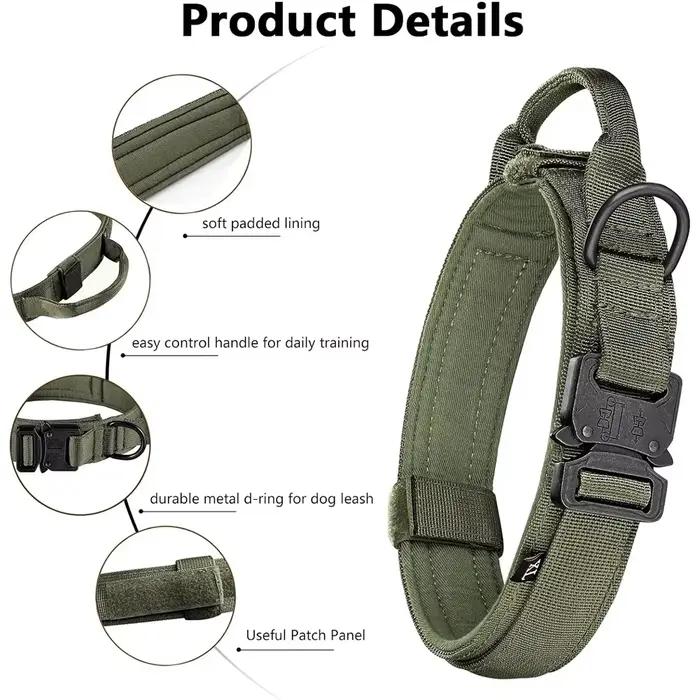 Ensemble de collier de chien durable réglable, laisse pour animal de compagnie militaire, moyen et g