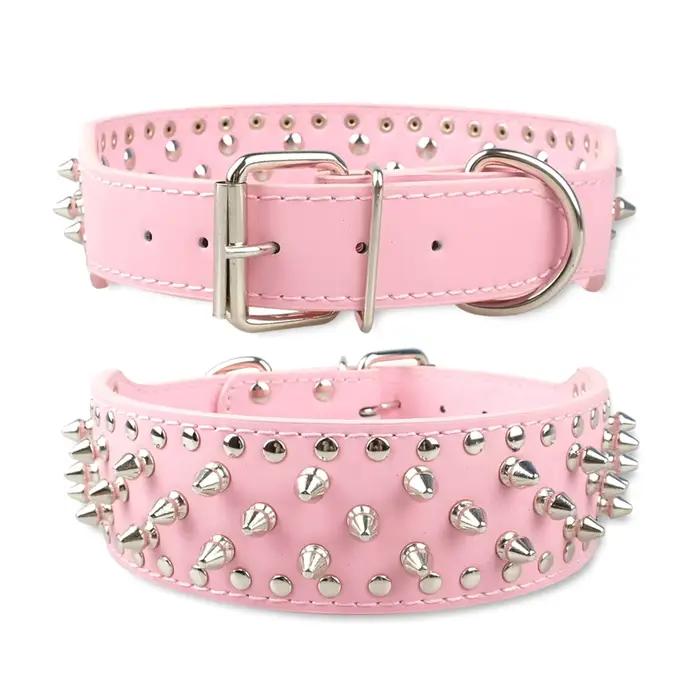Collier de chien en cuir clouté à pointes pour petits et moyens chiens bouledogue réglable Anti-mors