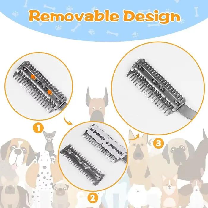 Peigne de rasoir pour chiens et chats avec 1 lame supplémentaire, peigne de rasoir pour animaux de c