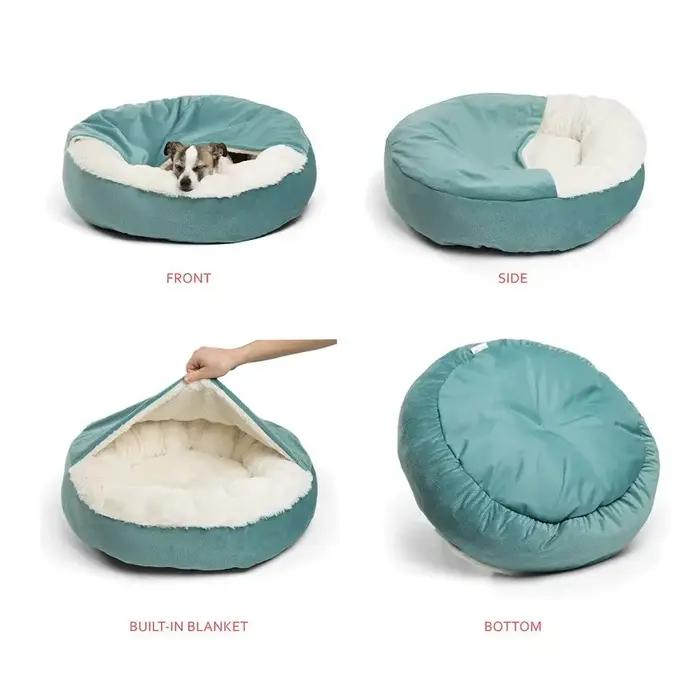 Lit orthopédique pour chien avec couverture à capuche, chaud, imperméable, résistant à la saleté, po