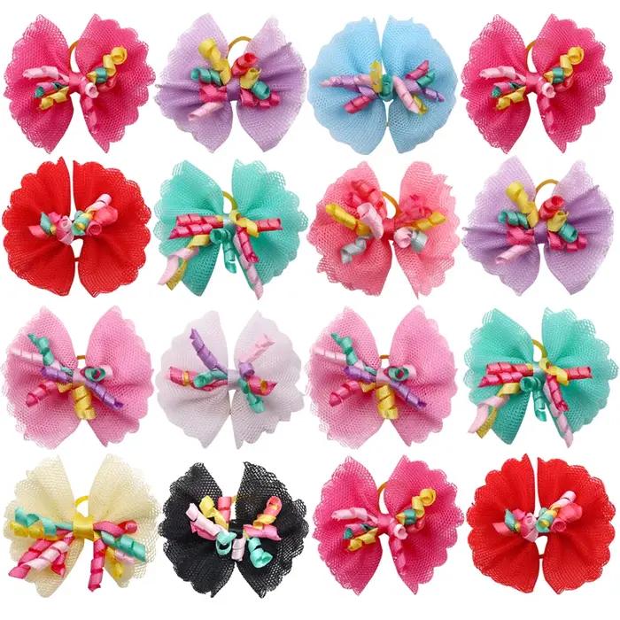 Nœuds de cheveux pour chien et chat, 20 pièces/lot, mélange de couleurs, nœuds de cheveux de noël po