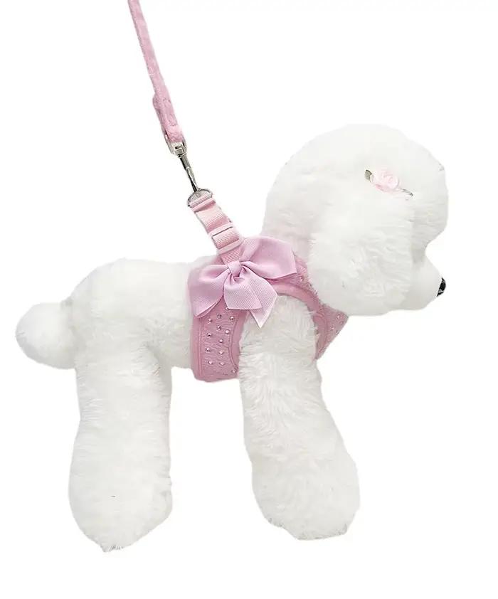 Petit diamant décoration doux respirant chien poitrine harnais gilet harnais pour chiens animaux col