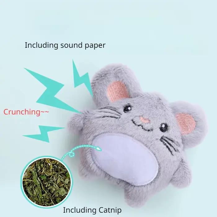 Jouet en peluche chat en papier sonore d'herbe à chat, 1 pièce, souris interactive douce et solide, 