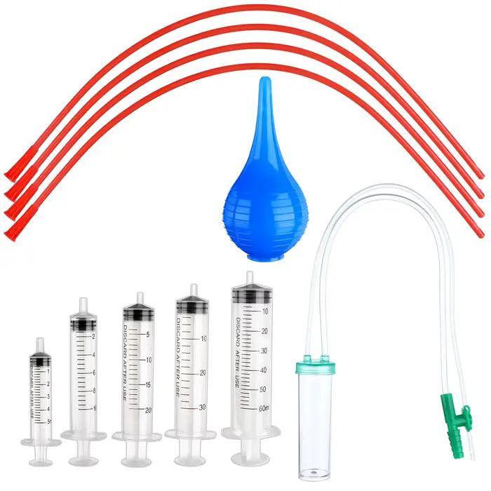 Kit de tube d'alimentation rouge pour chiot et chaton, comprend 5 seringues, 5 ml, 10 ml, 20 ml, 30 