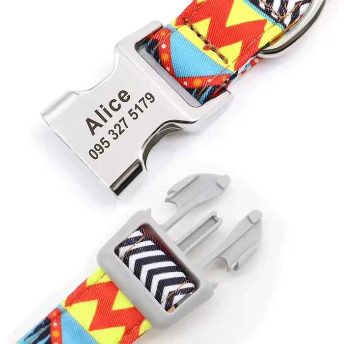 Collier en nylon personnalisé avec nom gravé pour animal de compagnie, collier pour chiot, identific