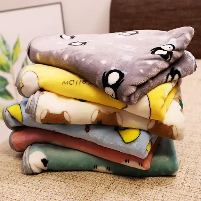 Couverture en flanelle douce pour chien, mignon imprimé de dessin animé, drap de lit pour animaux de
