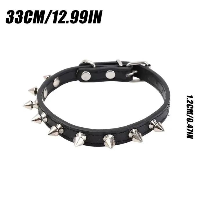 Collier pour chien en cuir clouté anti-morsure, collier tactique réglable de sécurité pour animaux d