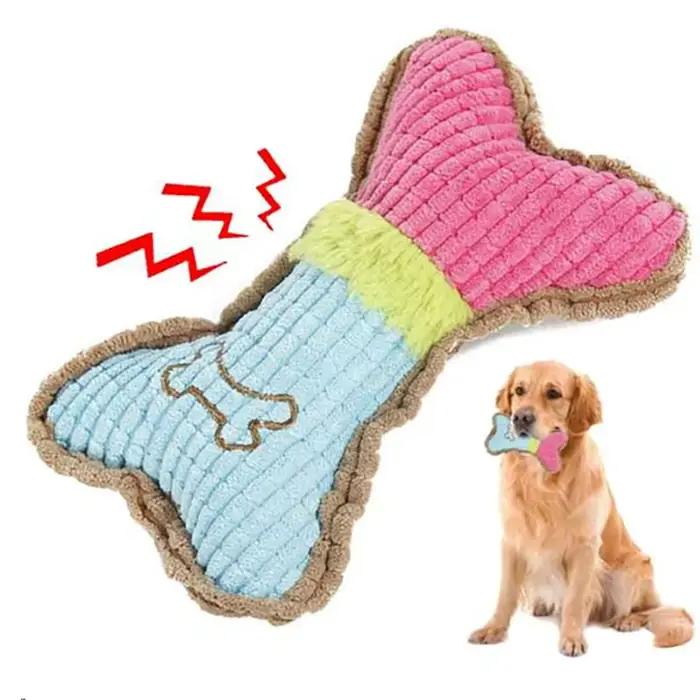 1pc jouets grinçants pour chiens, os en peluche chiens jouet à mâcher pour chiot de petite et moyenn