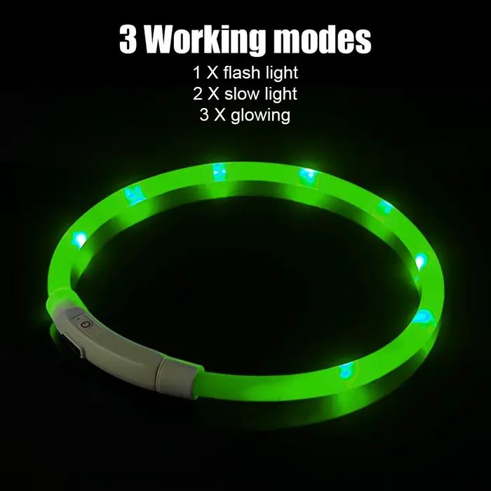 Collier lumineux clignotant de sécurité nocturne, collier de Charge lumineux de nuit, collier Led Us
