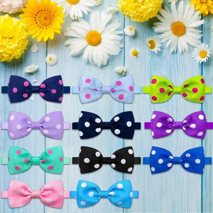 Accessoires pour chiens, nœud papillon réglable pour petit chien et chat, couleur unie, Style à pois