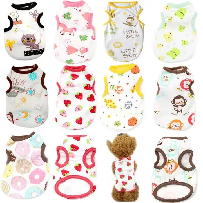 Vêtements d'été pour chiens, gilet fin pour chiens, T-Shirt imprimé, tenues mignonnes pour Chihuahua