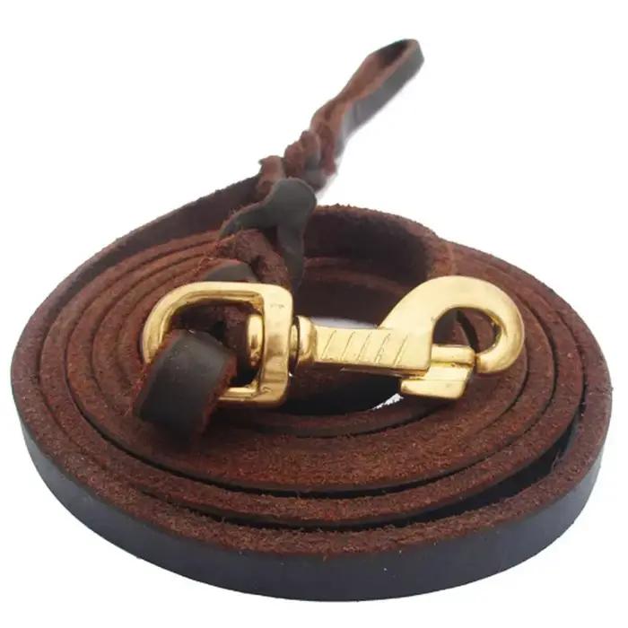 Laisse tressée en cuir véritable pour grand chien, laisse d'entraînement à la marche, ULde traction 