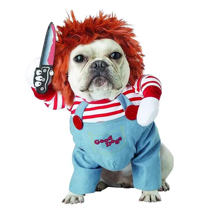Costume d'Halloween pour animaux de compagnie, vêtements pour chiens, combinaison Chucky, beurre mor