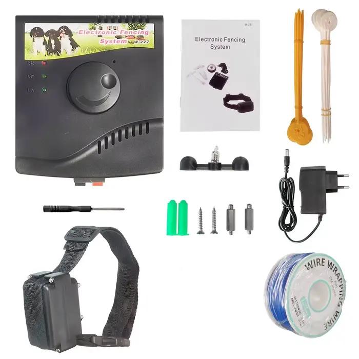 W-227 Électrique Chien Clôture Rechargeable Collier de Chien, Système de Clôture pour Animaux de Com