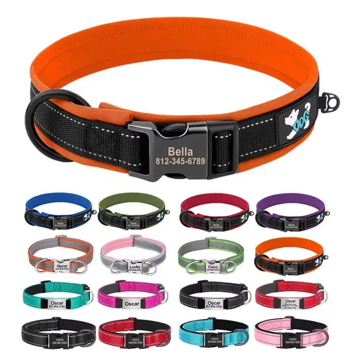 Collier de chien personnalisé réfléchissant, graver ID, colliers en Nylon, doux et rembourré, réglab