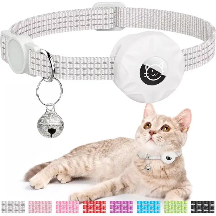 Pour collier de chat Apple AirTag, collier pour animaux de compagnie avec support airtag et cloche c