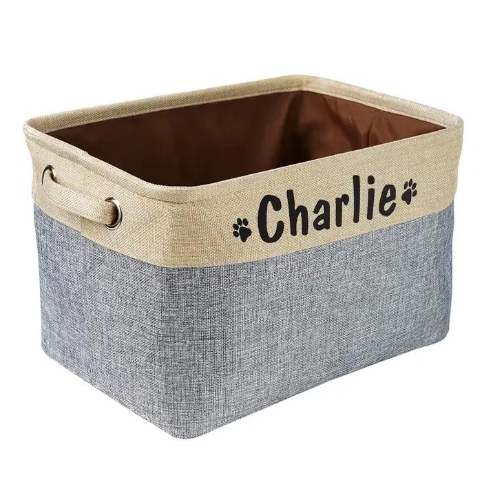 Panier de rangement personnalisé pour jouets de chien, sac en toile pliable pour jouets pour animaux