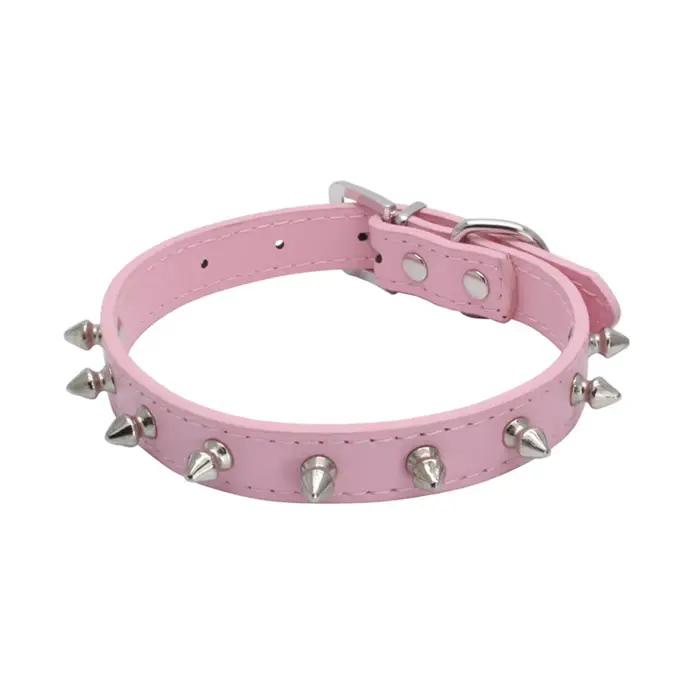 1pc Cool chat chien collier en cuir à pointes cloutées colliers pour petits moyens colorés animaux c