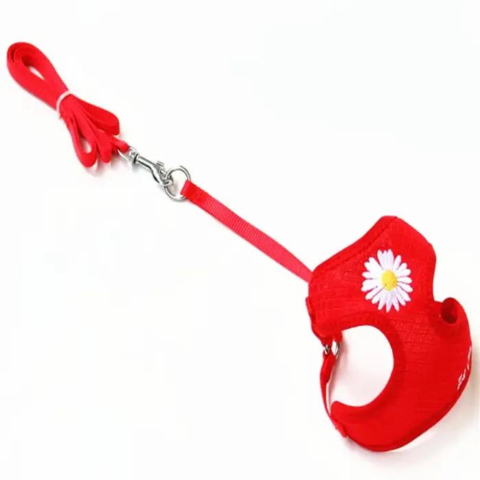 Harnais et laisse pour petits et moyens chiens, ensemble harnais pour chaton, broderie marguerite, c