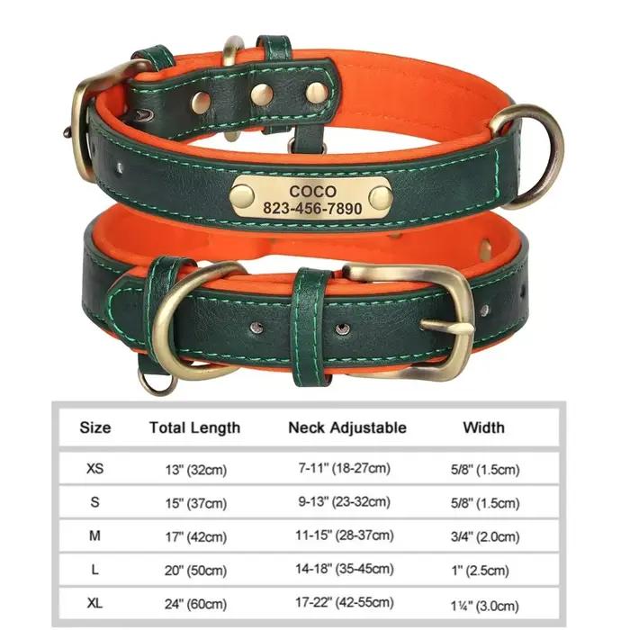 Collier de chien personnalisé en cuir rembourré souple, collier pour animaux de compagnie pour petit