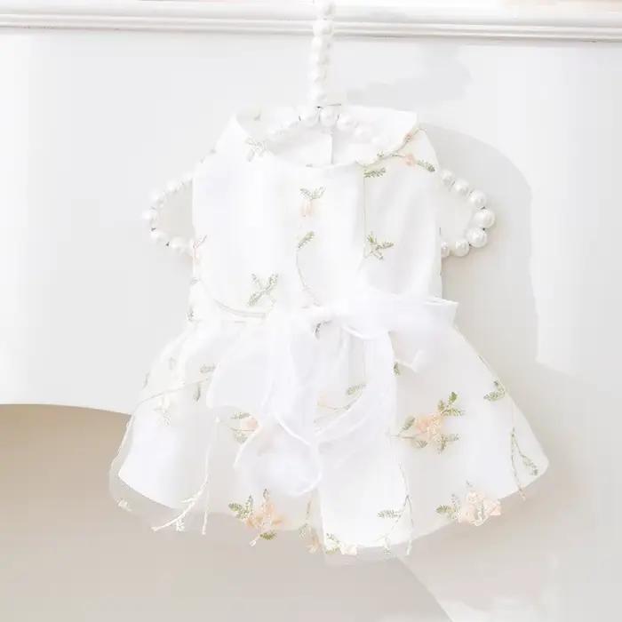 Robe d'été pour petits chiens, vêtements imprimés à la mode, jupe de princesse pour chiot, avec nœud