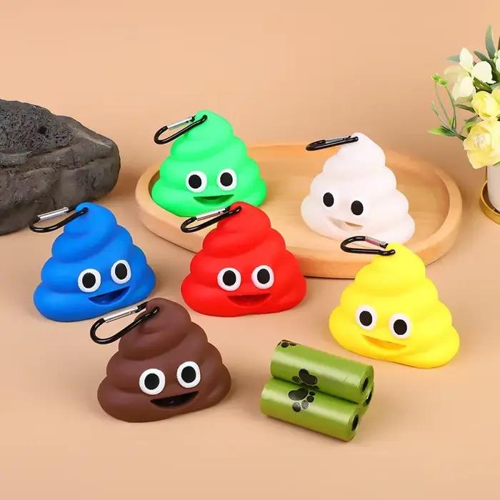 Distributeur de Sacs à Déchets Portable en Silicone pour Chien, avec réinitialisation à Mousqueton, 