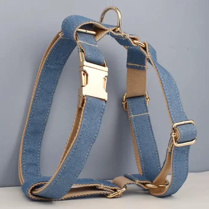 Accessoires pour animaux de compagnie de haute qualité, collier pour chien en denim personnalisé, la