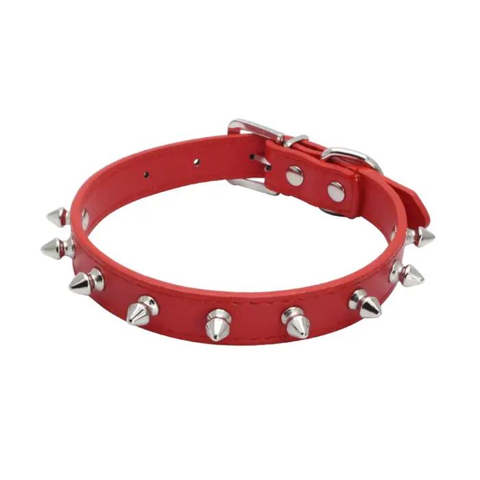 1pc Cool chat chien collier en cuir à pointes cloutées colliers pour petits moyens colorés animaux c