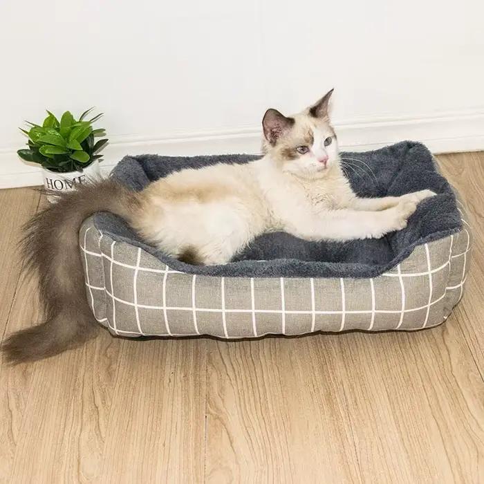 Nid d'hiver pour animaux de compagnie, lits épais pour chats, tapis pour animaux de compagnie, lit p