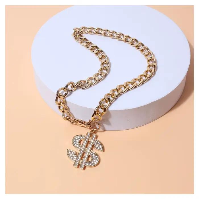 Collier de luxe pour chiens de petite et moyenne taille, pendentifs avec signe de Dollar, Hip Hop, c
