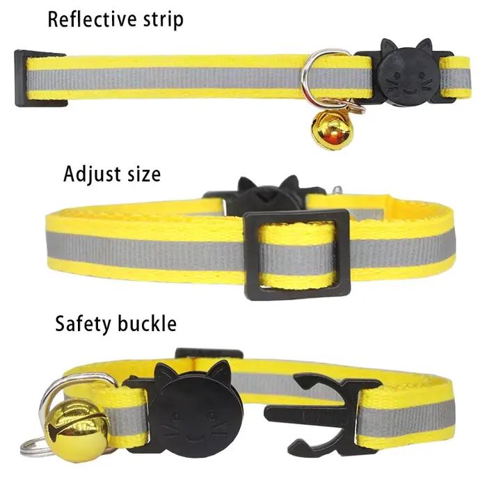 Collier réfléchissant réglable et personnalisé pour chat, accessoire de sécurité en nylon pour l'ide