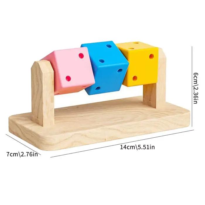 Jouet à mâcher interactif en forme de cube de Rubik en bois coloré et amusant, pour petits animaux d