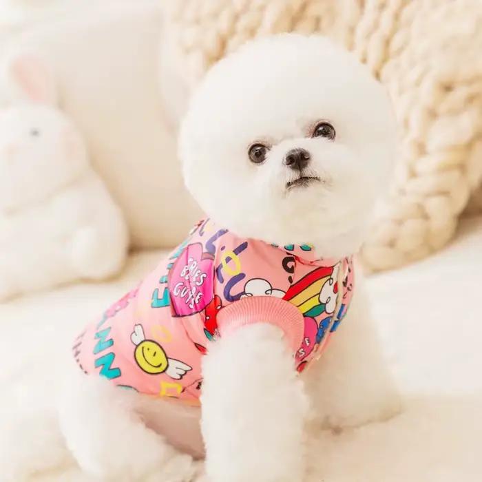 Mode imprimé chien doudoune mignon doux chien vêtements hiver chat veste manteau chaud chiot Costume