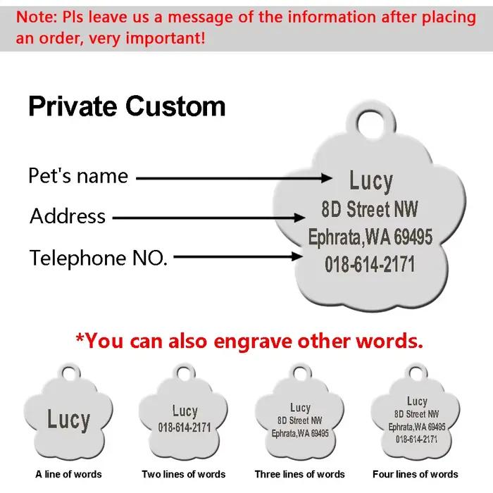 Étiquettes d'adresse personnalisées pour chien et chat, accessoires gravés pour chiot de chat, nom e