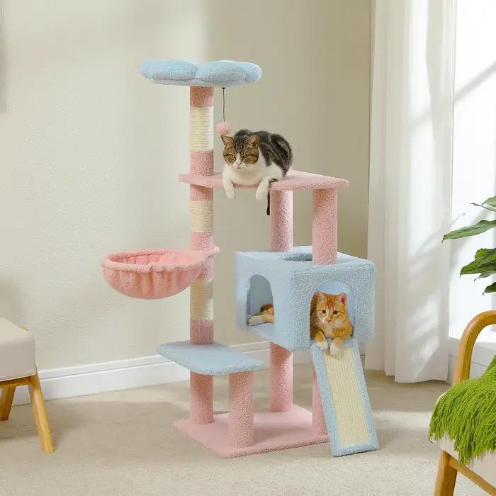 Tour d'arbre à chat à plusieurs niveaux avec poteaux à gratter recouverts de sisal, condo mignon pou